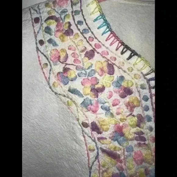 NWOT Handmade In Mexico, Pastel Colored Embroidered Women’s Blouse 100% Cotton M - Picture 3 of 4